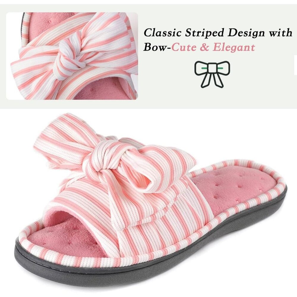Women's Light Pink White Memory Foam House Eurytides Slide Slippers Shoes - Picture 6 of 9